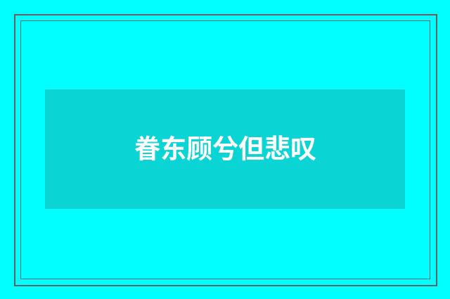 眷东顾兮但悲叹