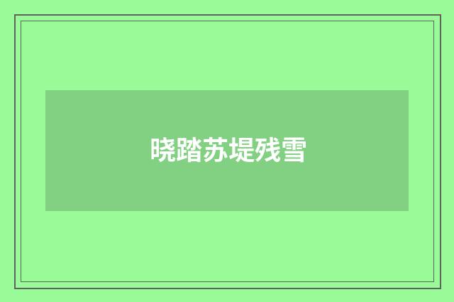晓踏苏堤残雪