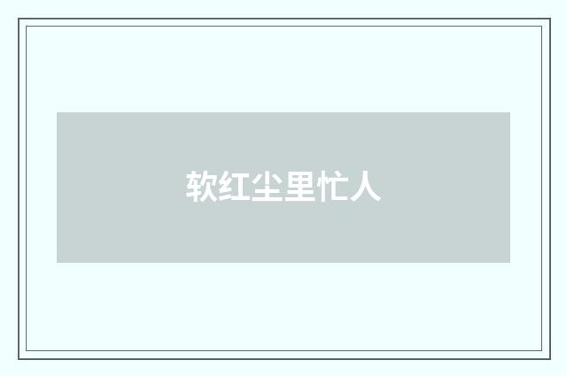 软红尘里忙人