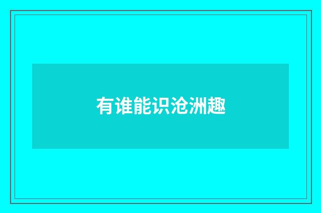 有谁能识沧洲趣
