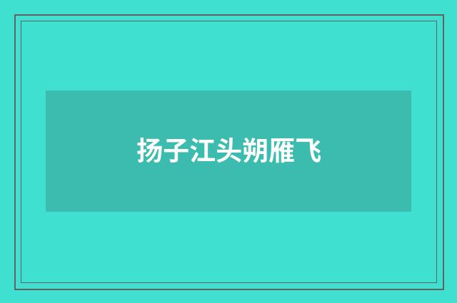 扬子江头朔雁飞