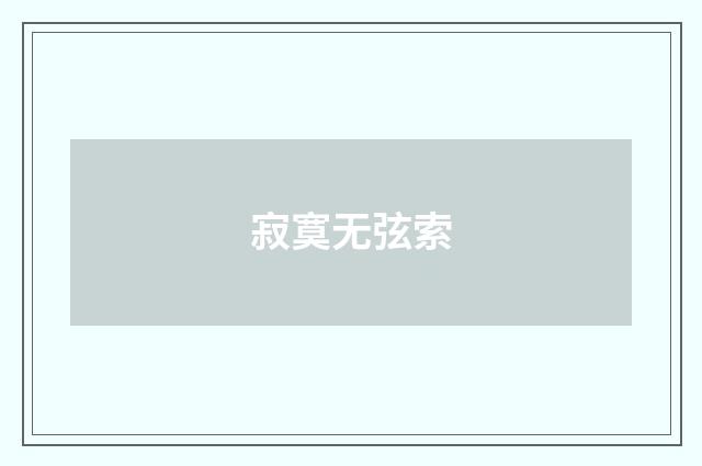 寂寞无弦索