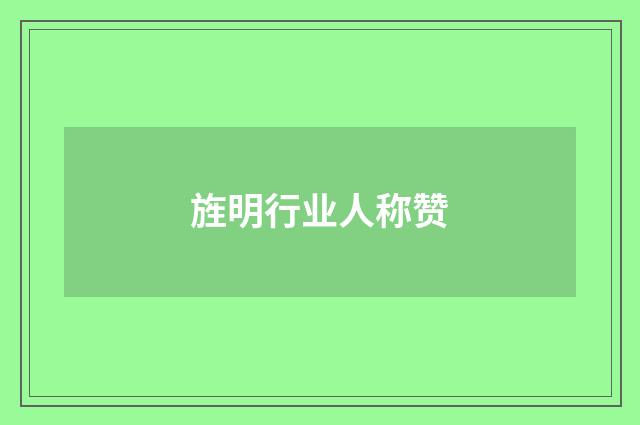 旌明行业人称赞