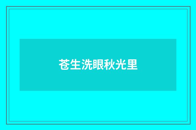 苍生洗眼秋光里