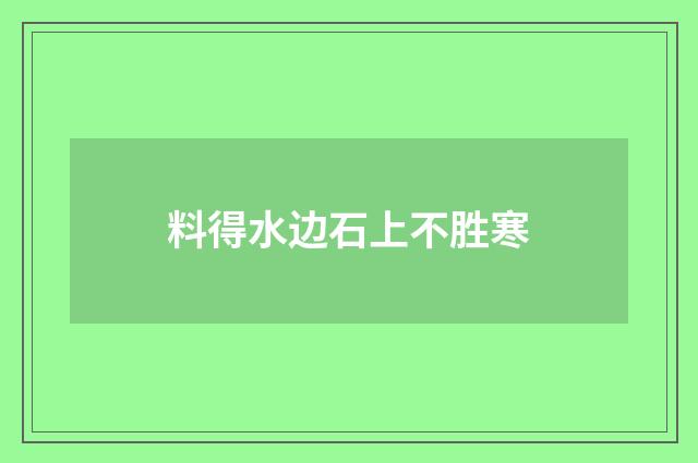 料得水边石上不胜寒