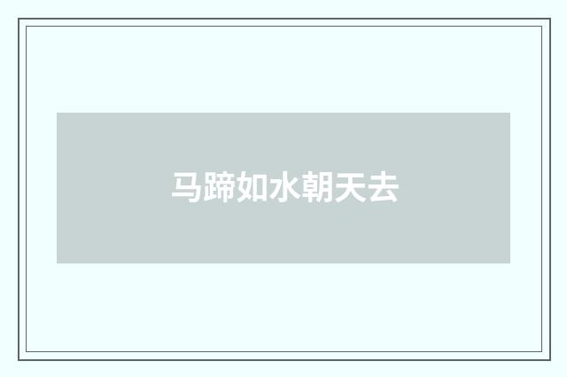 马蹄如水朝天去