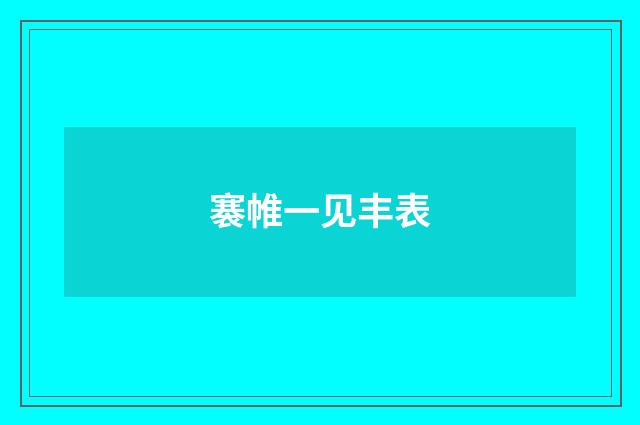 褰帷一见丰表
