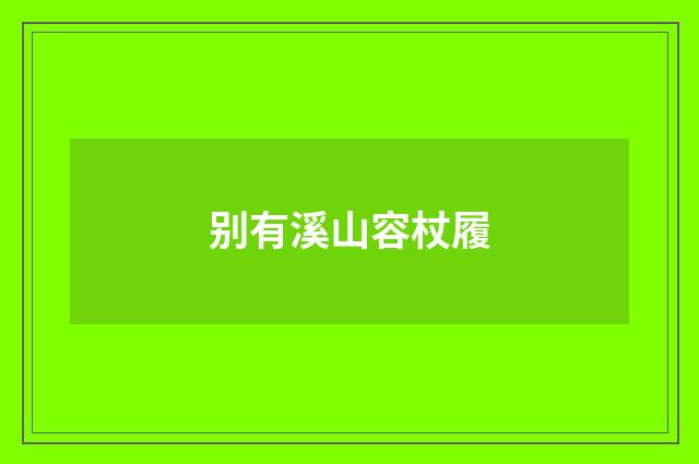 别有溪山容杖履