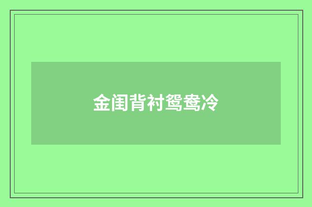 金闺背衬鸳鸯冷