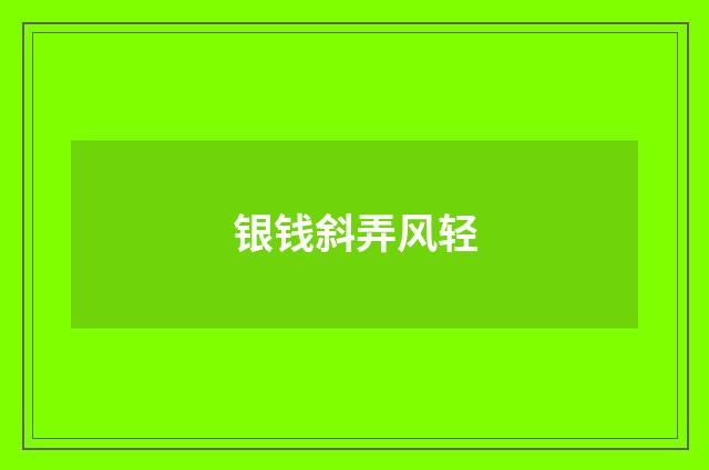 银钱斜弄风轻