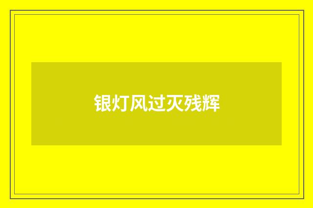 银灯风过灭残辉