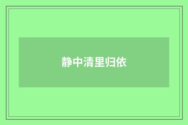 静中清里归依