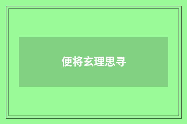 便将玄理思寻