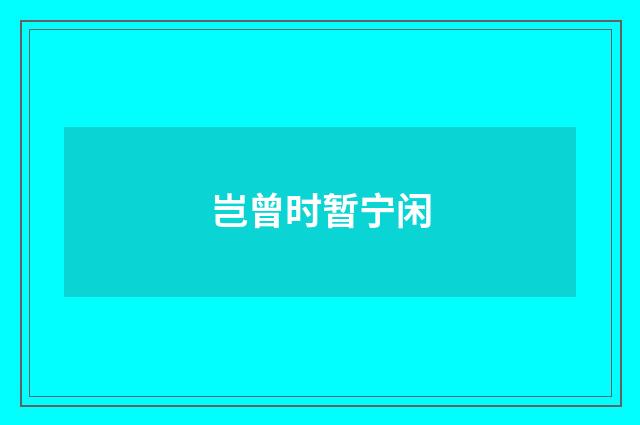 岂曾时暂宁闲
