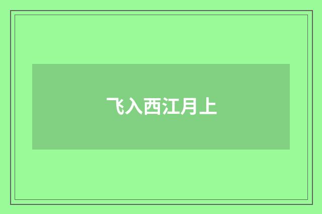 飞入西江月上