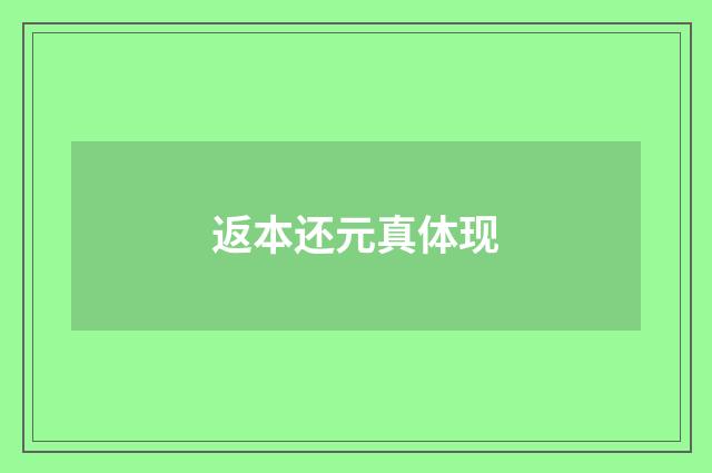 返本还元真体现