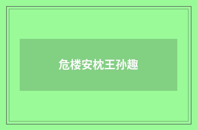 危楼安枕王孙趣