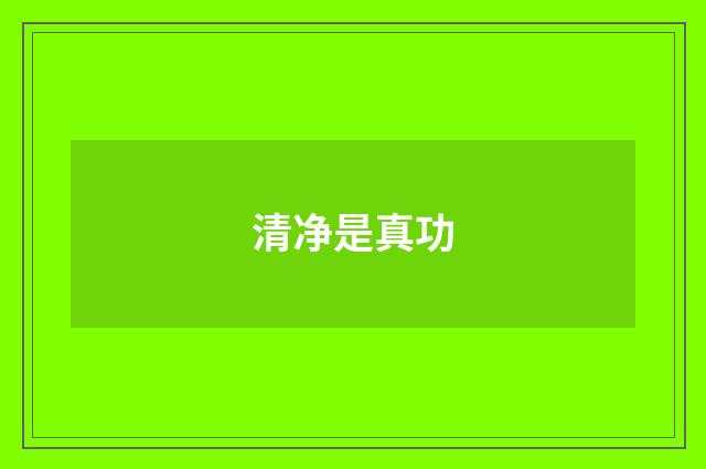 清净是真功