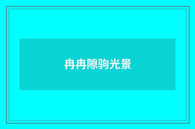 冉冉隙驹光景