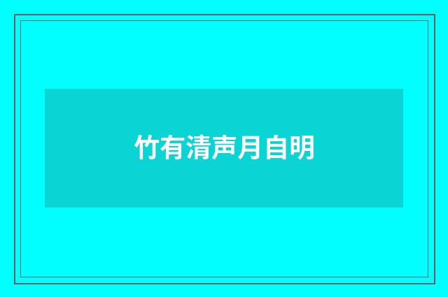 竹有清声月自明