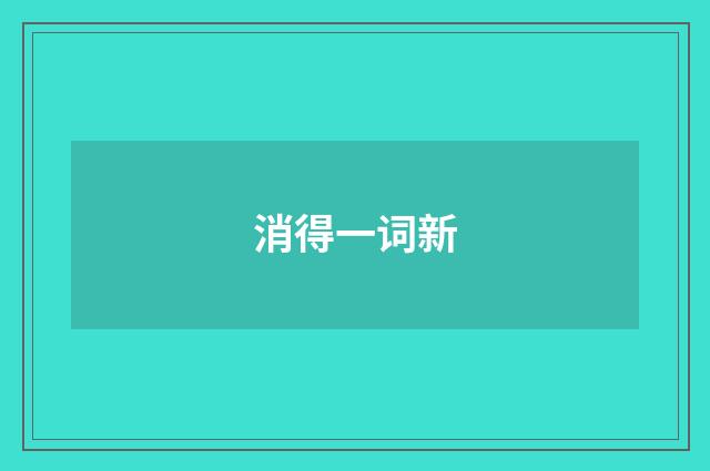 消得一词新