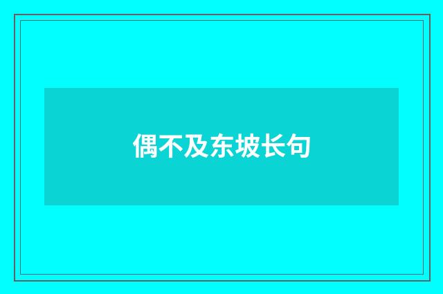 偶不及东坡长句