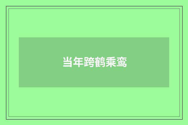 当年跨鹤乘鸾