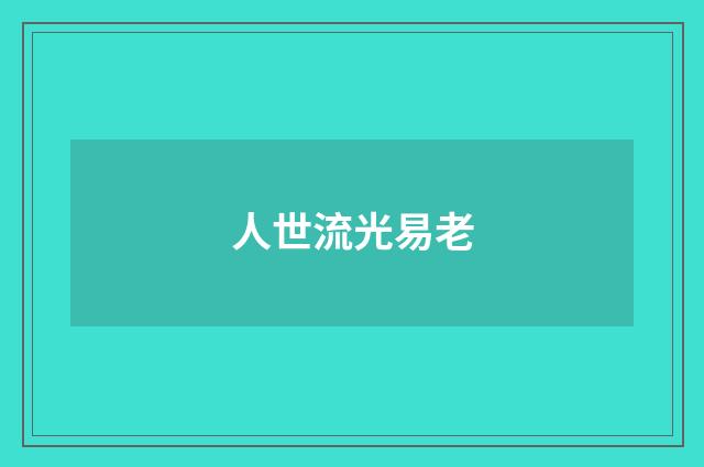 人世流光易老