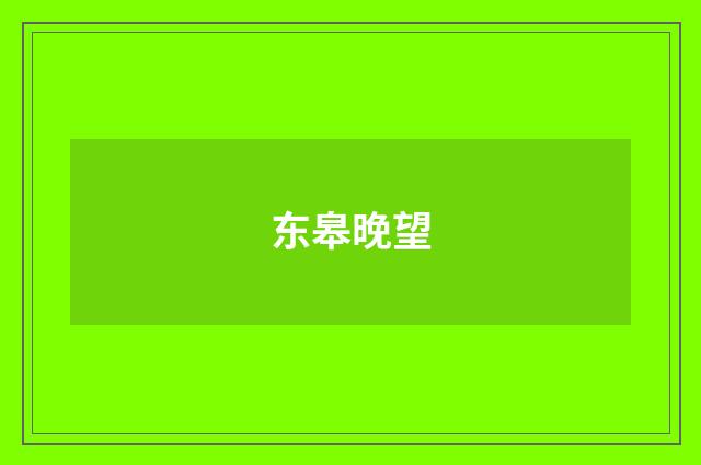 东皋晚望
