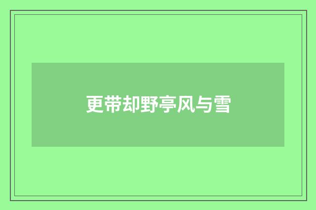 更带却野亭风与雪