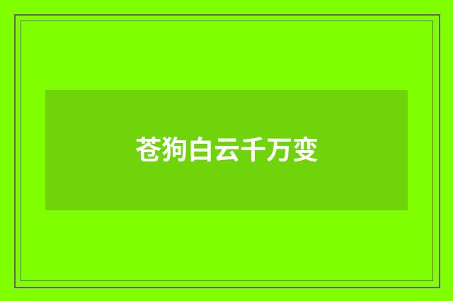 苍狗白云千万变