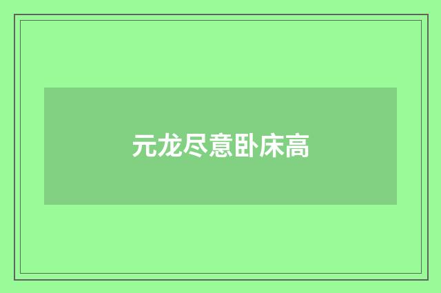 元龙尽意卧床高