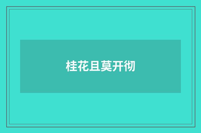 桂花且莫开彻