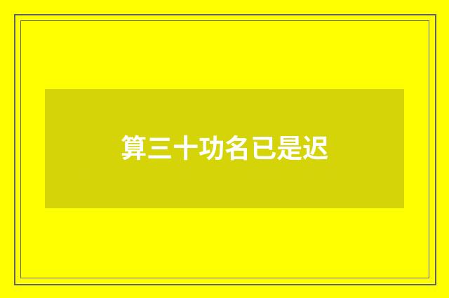 算三十功名已是迟