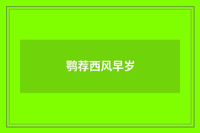 鹗荐西风早岁