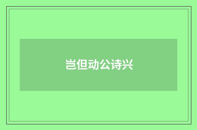 岂但动公诗兴