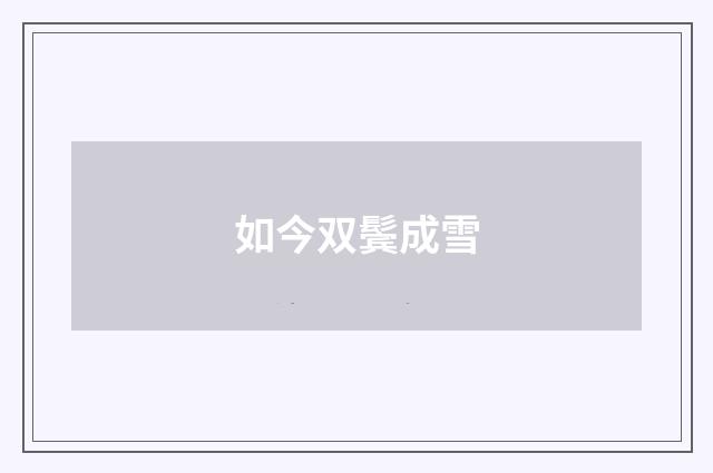 如今双鬓成雪
