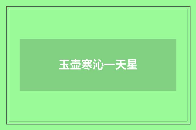玉壶寒沁一天星