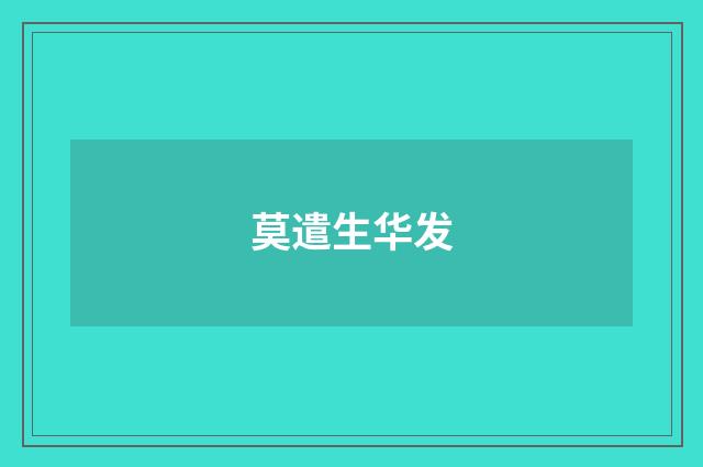 莫遣生华发