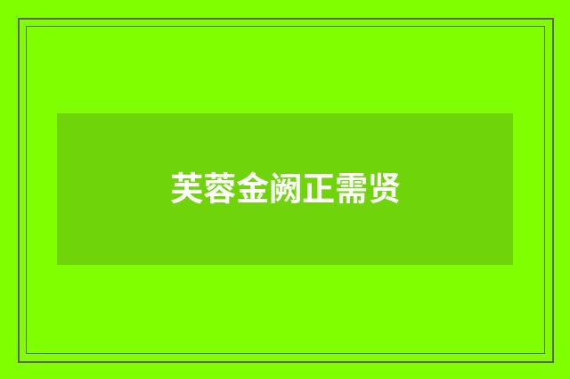 芙蓉金阙正需贤