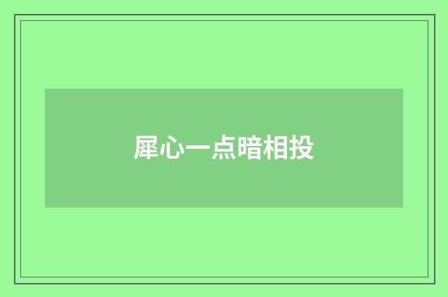犀心一点暗相投