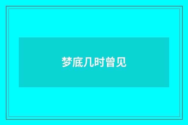 梦底几时曾见