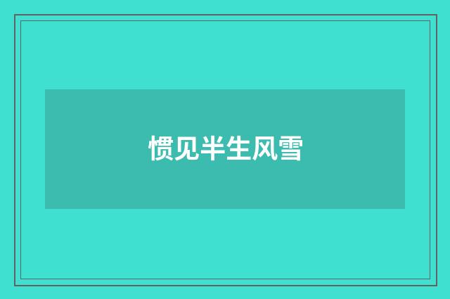 惯见半生风雪