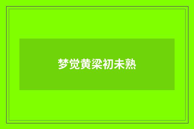 梦觉黄梁初未熟