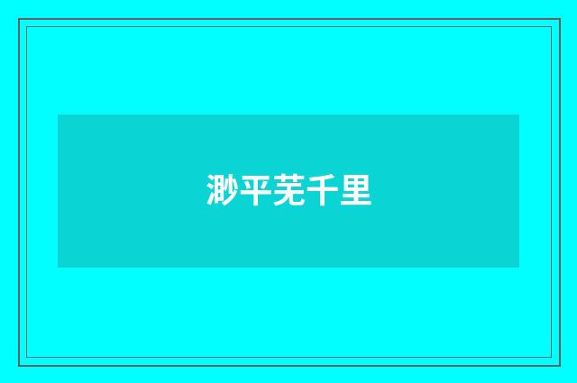 渺平芜千里