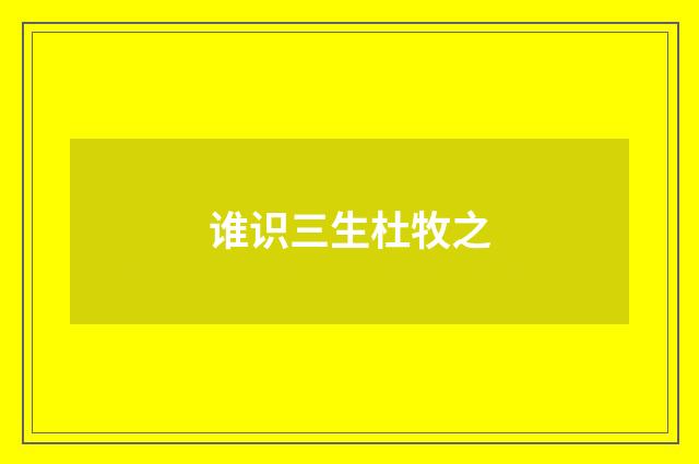 谁识三生杜牧之