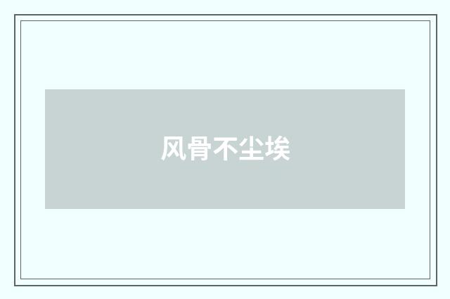 风骨不尘埃