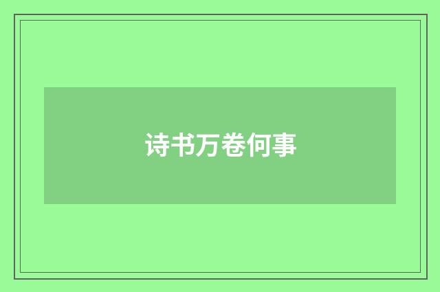 诗书万卷何事