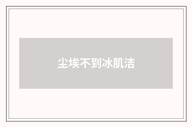 尘埃不到冰肌洁