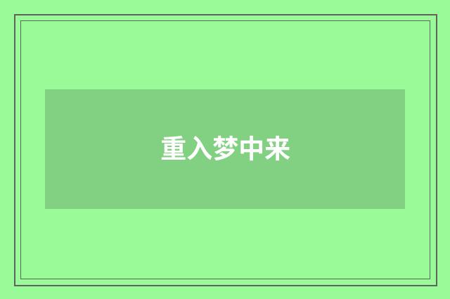 重入梦中来